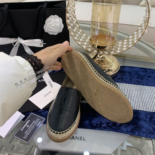 CHANEL頂級代購版漁夫鞋 香奈兒羊皮漁夫鞋草編鞋 dx3563